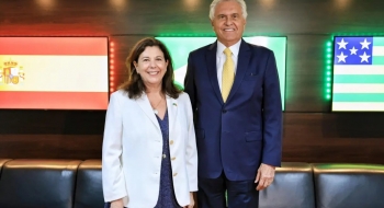 Caiado recebe embaixadora da Espanha em visita a Goiás